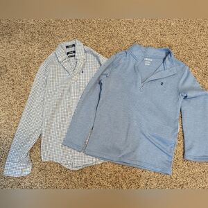 IZOD Light Blue Pullover and Checkered Button Down Shirt Combo